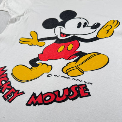 70s 80s ミッキー ディズニー Tシャツ 白 disney フルーツオブザルーム シングルステッチ d-u-2505-037