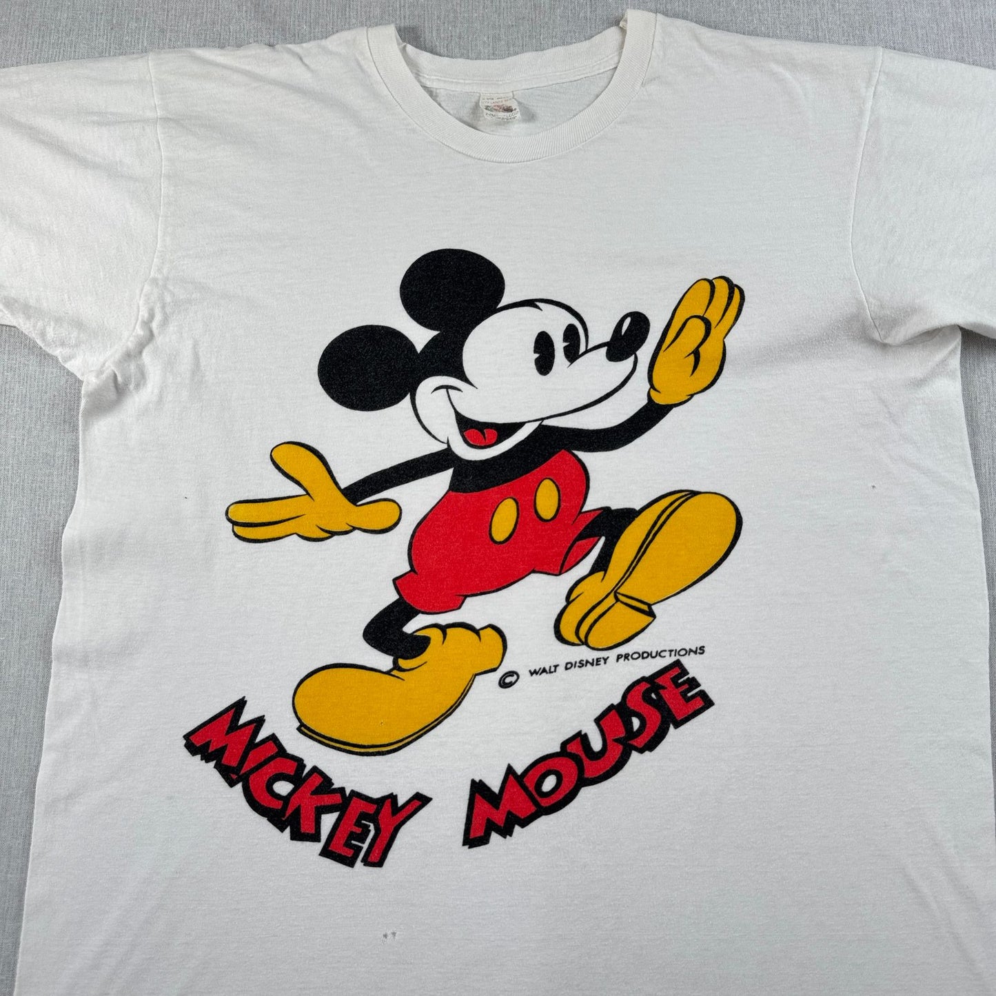 70s 80s ミッキー ディズニー Tシャツ 白 disney フルーツオブザルーム シングルステッチ d-u-2505-037
