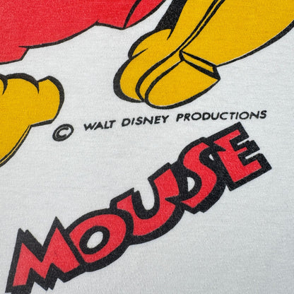 70s 80s ミッキー ディズニー Tシャツ 白 disney フルーツオブザルーム シングルステッチ d-u-2505-037