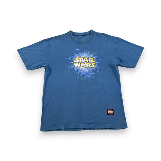 90s スターウォーズ STAR WARS Tシャツ ファントムメナス エピソード1 映画T 青 lucasfilm d-x-2505-006