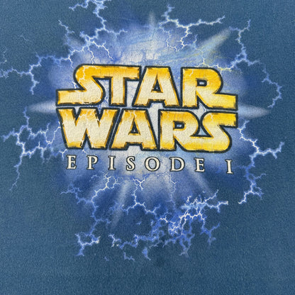90s スターウォーズ STAR WARS Tシャツ ファントムメナス エピソード1 映画T 青 lucasfilm d-x-2505-006