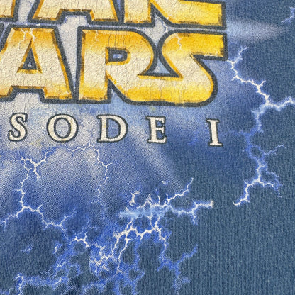 90s スターウォーズ STAR WARS Tシャツ ファントムメナス エピソード1 映画T 青 lucasfilm d-x-2505-006