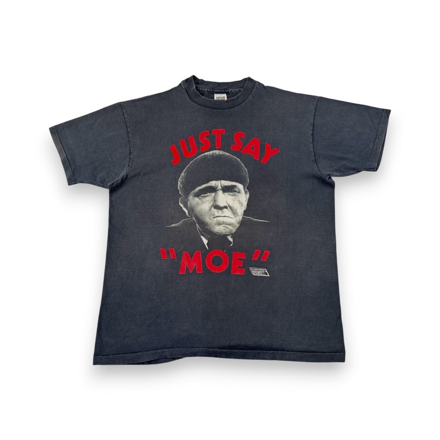 90s 三ばか大将 Tシャツ 映画T USA製 anvil 黒 フェード just say MOE The Three Stooges XL m-t-2505-012