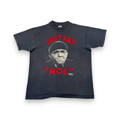 90s 三ばか大将 Tシャツ 映画T USA製 anvil 黒 フェード just say MOE The Three Stooges XL m-t-2505-012
