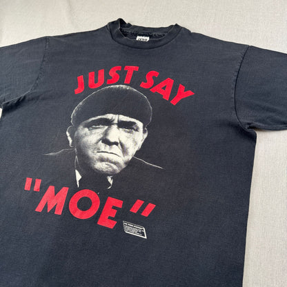 90s 三ばか大将 Tシャツ 映画T USA製 anvil 黒 フェード just say MOE The Three Stooges XL m-t-2505-012