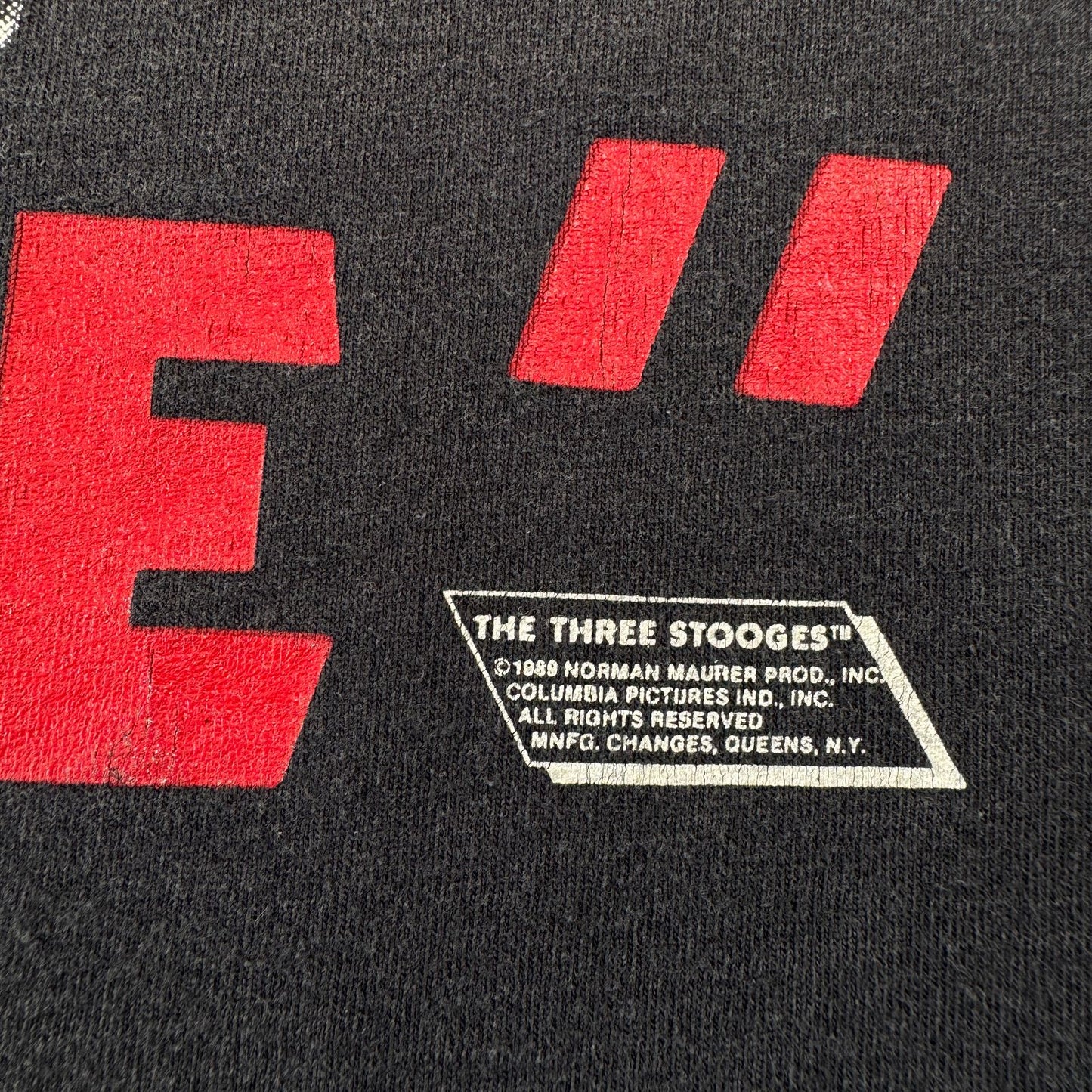 90s 三ばか大将 Tシャツ 映画T USA製 anvil 黒 フェード just say MOE The Three Stooges XL m-t-2505-012