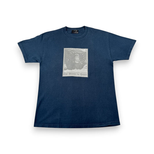 シリアルキラー Tシャツ 映画T Serial Killer Scarface the world is yours オールドイングリッシュ ネイビー m-t-2505-016