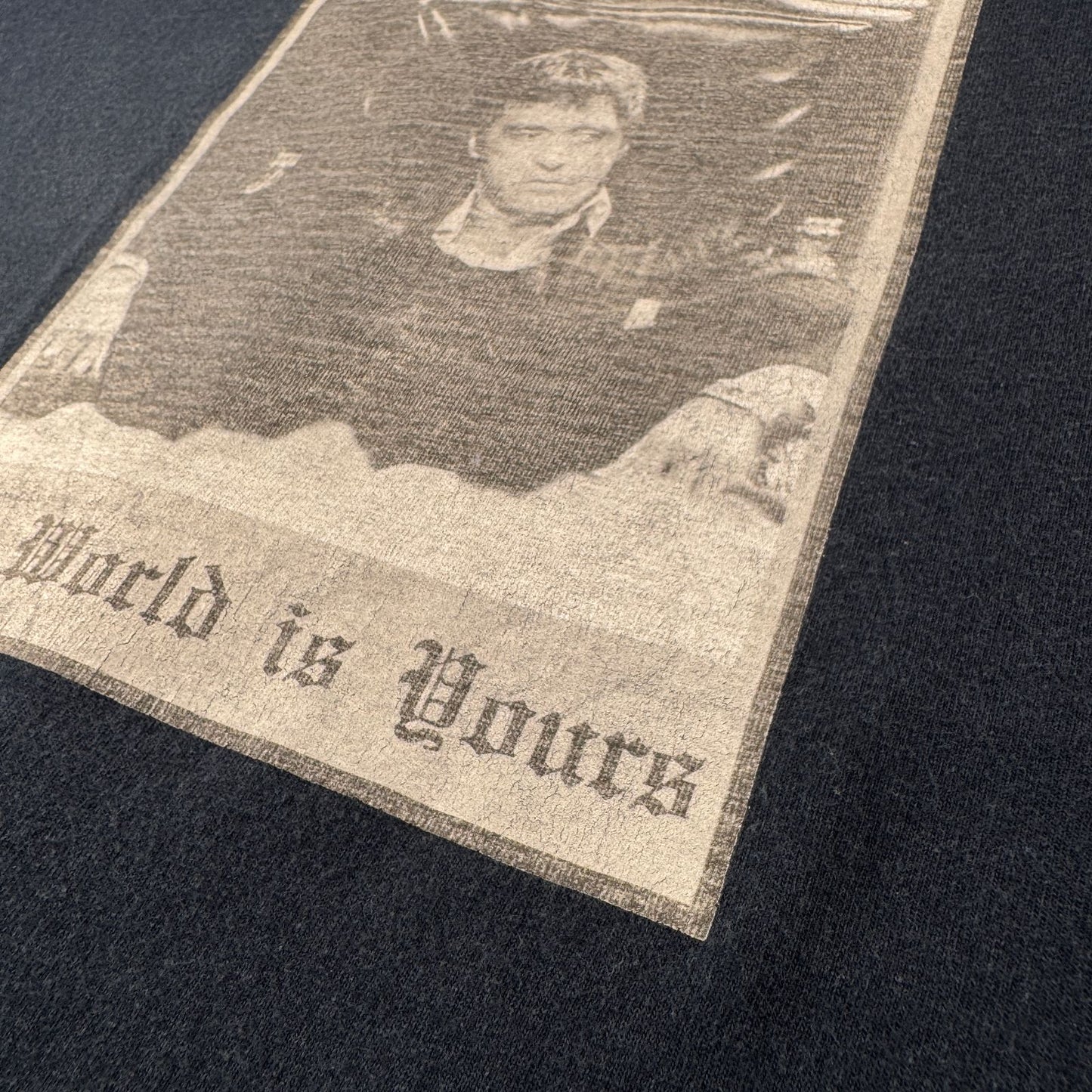 シリアルキラー Tシャツ 映画T Serial Killer Scarface the world is yours オールドイングリッシュ ネイビー m-t-2505-016