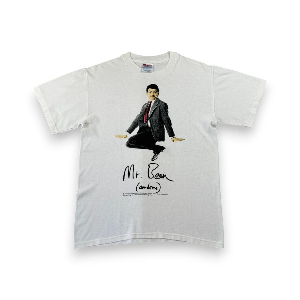 90s Mr. Bean ミスタービーン Tシャツ USA製 hanes 映画T 白 シングルステッチ m-t-2505-022