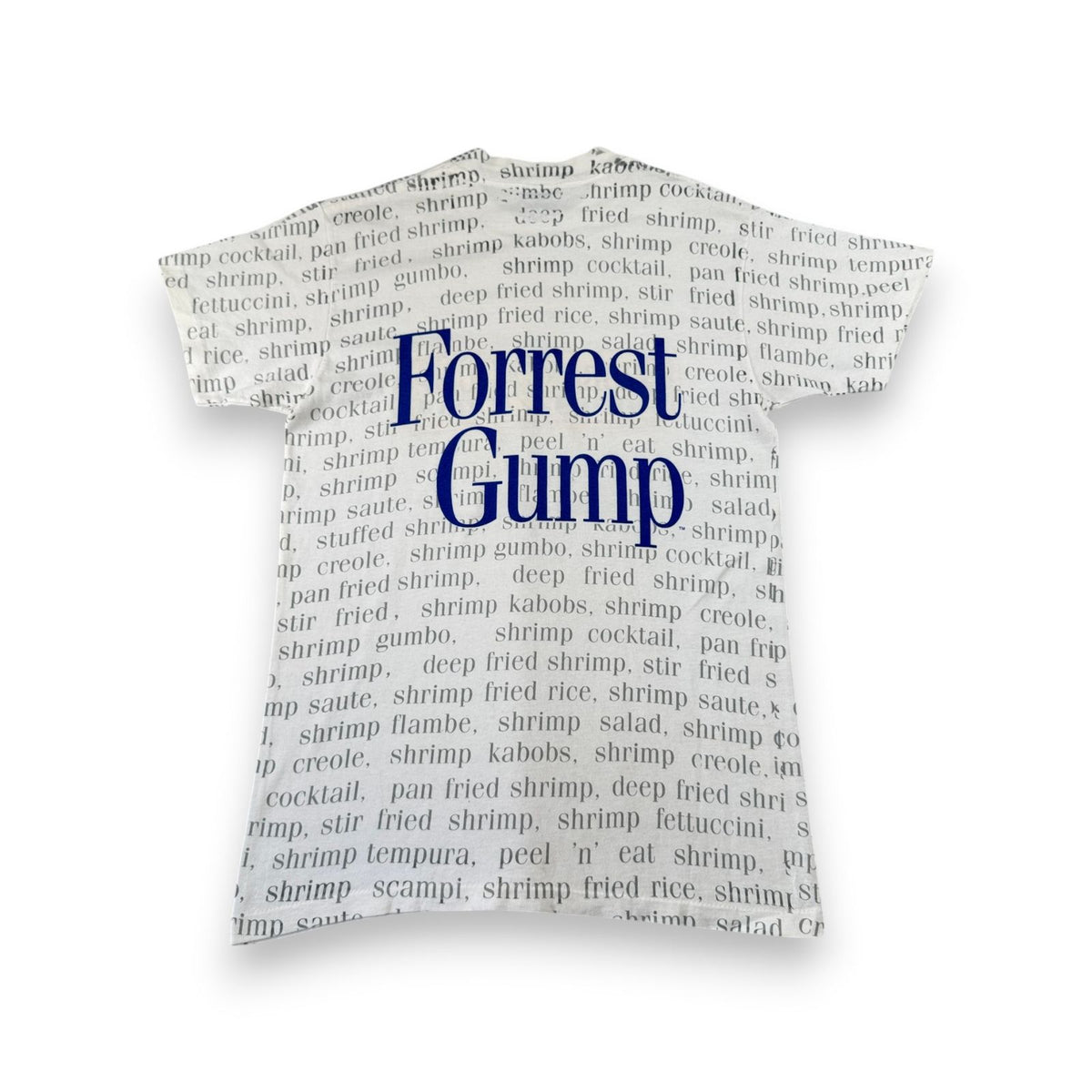 90s フォレストガンプ 映画T Tシャツ BUBBA GUMP えび STANLEY DESANTIS forrest gump シングルステッチ 総柄 USA製 M m-t-2505-023