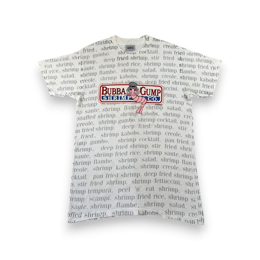 90s フォレストガンプ 映画T Tシャツ BUBBA GUMP えび STANLEY DESANTIS forrest gump シングルステッチ 総柄 USA製 M m-t-2505-023