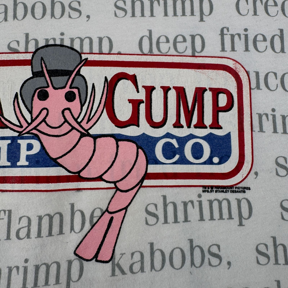 90s フォレストガンプ 映画T Tシャツ BUBBA GUMP えび STANLEY DESANTIS forrest gump シングルステッチ 総柄 USA製 M m-t-2505-023