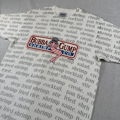 90s フォレストガンプ 映画T Tシャツ BUBBA GUMP えび STANLEY DESANTIS forrest gump シングルステッチ 総柄 USA製 M m-t-2505-023