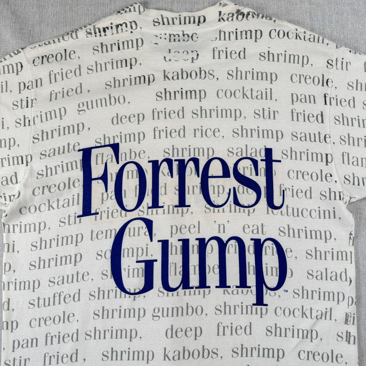 90s フォレストガンプ 映画T Tシャツ BUBBA GUMP えび STANLEY DESANTIS forrest gump シングルステッチ 総柄 USA製 M m-t-2505-023