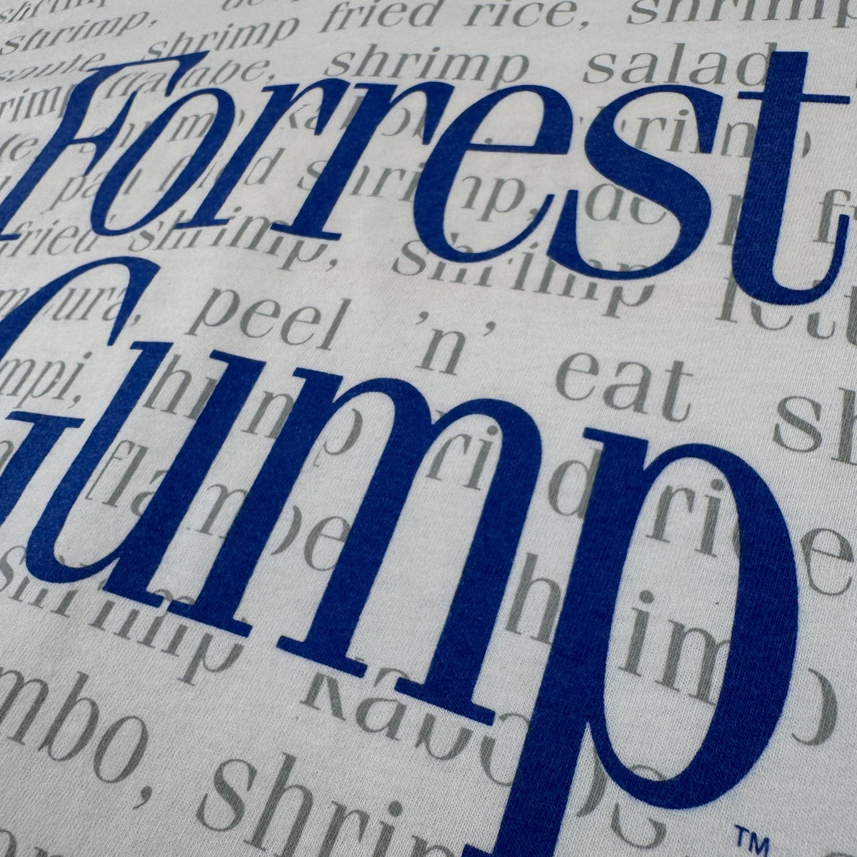 90s フォレストガンプ 映画T Tシャツ BUBBA GUMP えび STANLEY DESANTIS forrest gump シングルステッチ 総柄 USA製 M m-t-2505-023