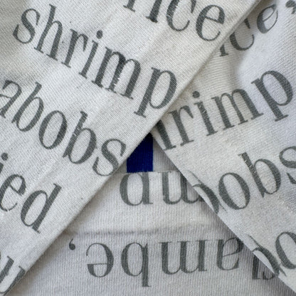 90s フォレストガンプ 映画T Tシャツ BUBBA GUMP えび STANLEY DESANTIS forrest gump シングルステッチ 総柄 USA製 M m-t-2505-023