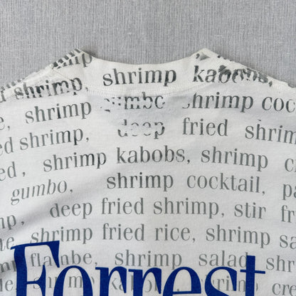 90s フォレストガンプ 映画T Tシャツ BUBBA GUMP えび STANLEY DESANTIS forrest gump シングルステッチ 総柄 USA製 M m-t-2505-023