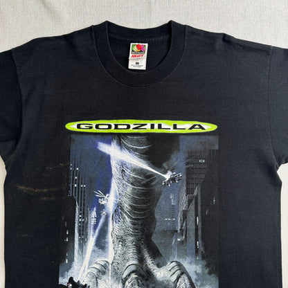 90s GODZILLA ゴジラ 映画 Tシャツ 1998 黒 タコベル ペプシ m-t-2505-025