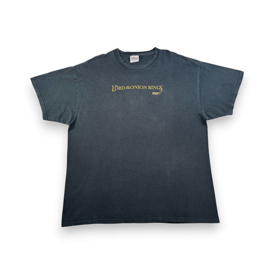 00s ロードオブザリング パロディー Tシャツ Lord Of The Onion Rings 映画T 黒 2002 XL m-u-2505-012