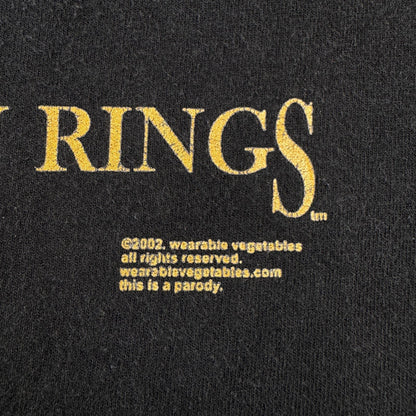 00s ロードオブザリング パロディー Tシャツ Lord Of The Onion Rings 映画T 黒 2002 XL m-u-2505-012
