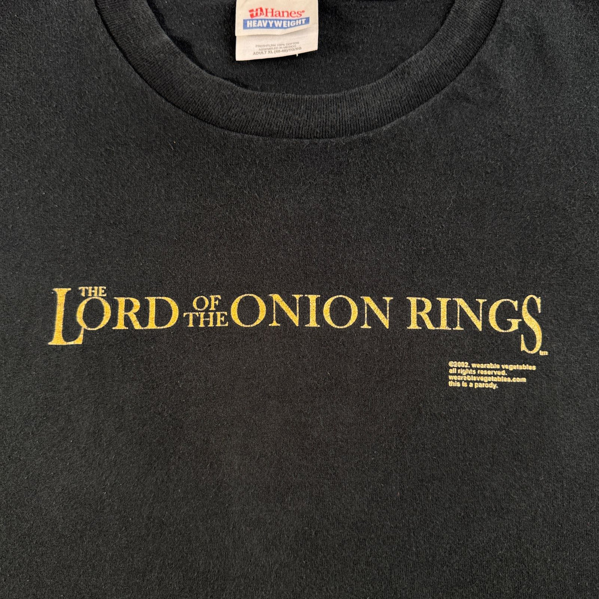00s ロードオブザリング パロディー Tシャツ Lord Of The Onion Rings 映画T 黒 2002 XL m-u-2505-012