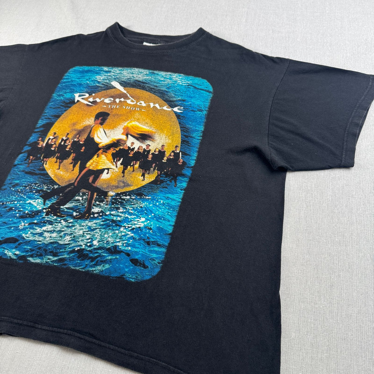 90s ミュージカル 演劇 舞台 Tシャツ 黒 フェード ボックスシルエット m-u-2505-022