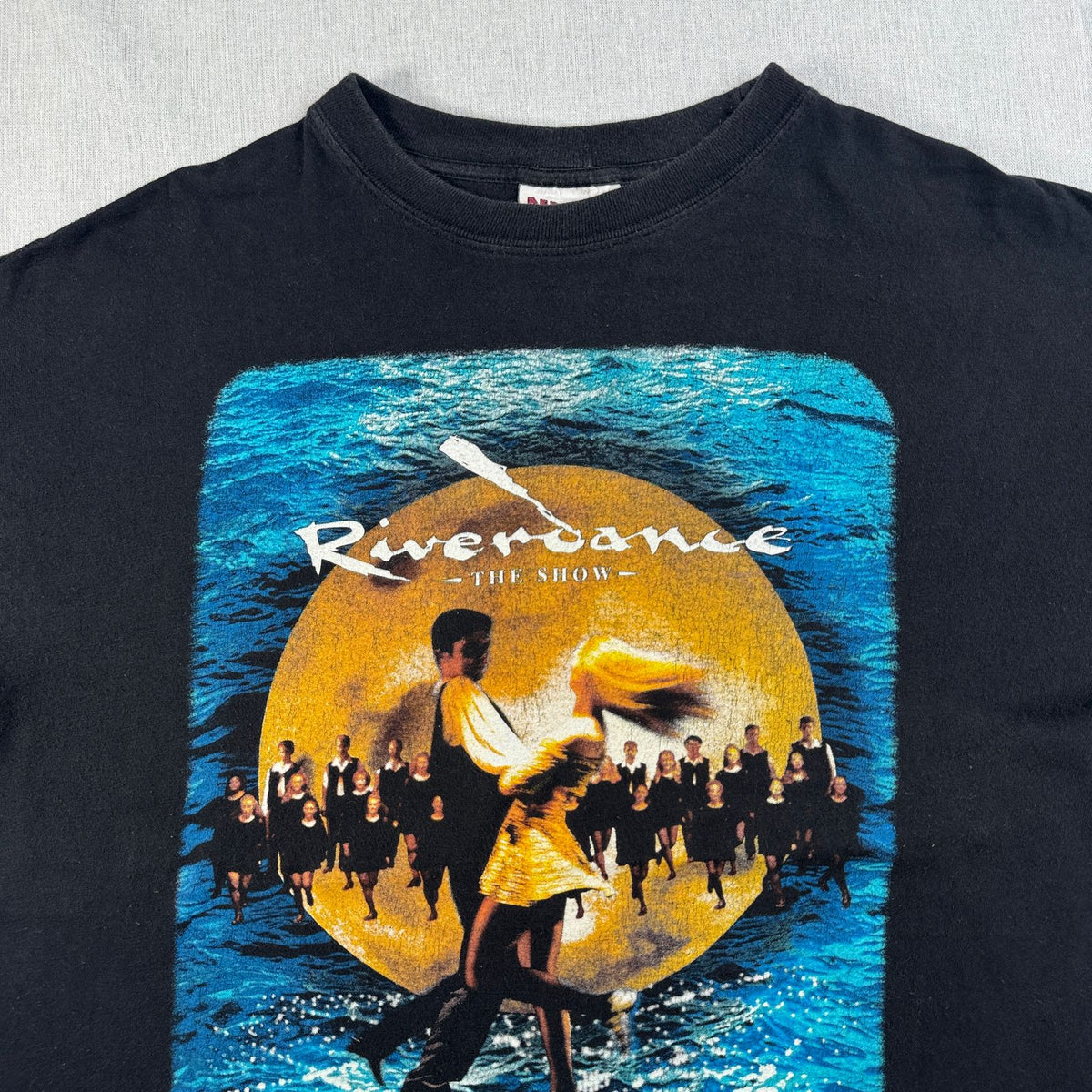 90s ミュージカル 演劇 舞台 Tシャツ 黒 フェード ボックスシルエット m-u-2505-022