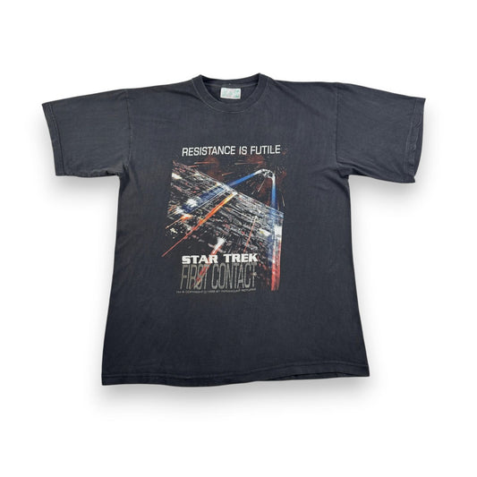 90s スタートレック star trek Tシャツ 映画T first contact 黒 XL m-u-2505-031