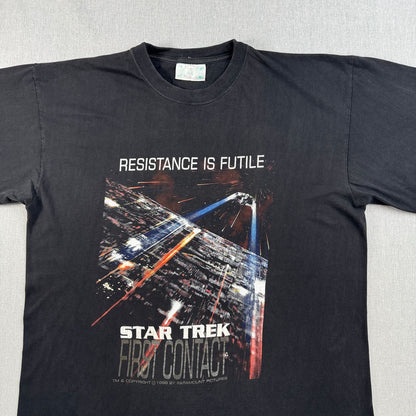 90s スタートレック star trek Tシャツ 映画T first contact 黒 XL m-u-2505-031