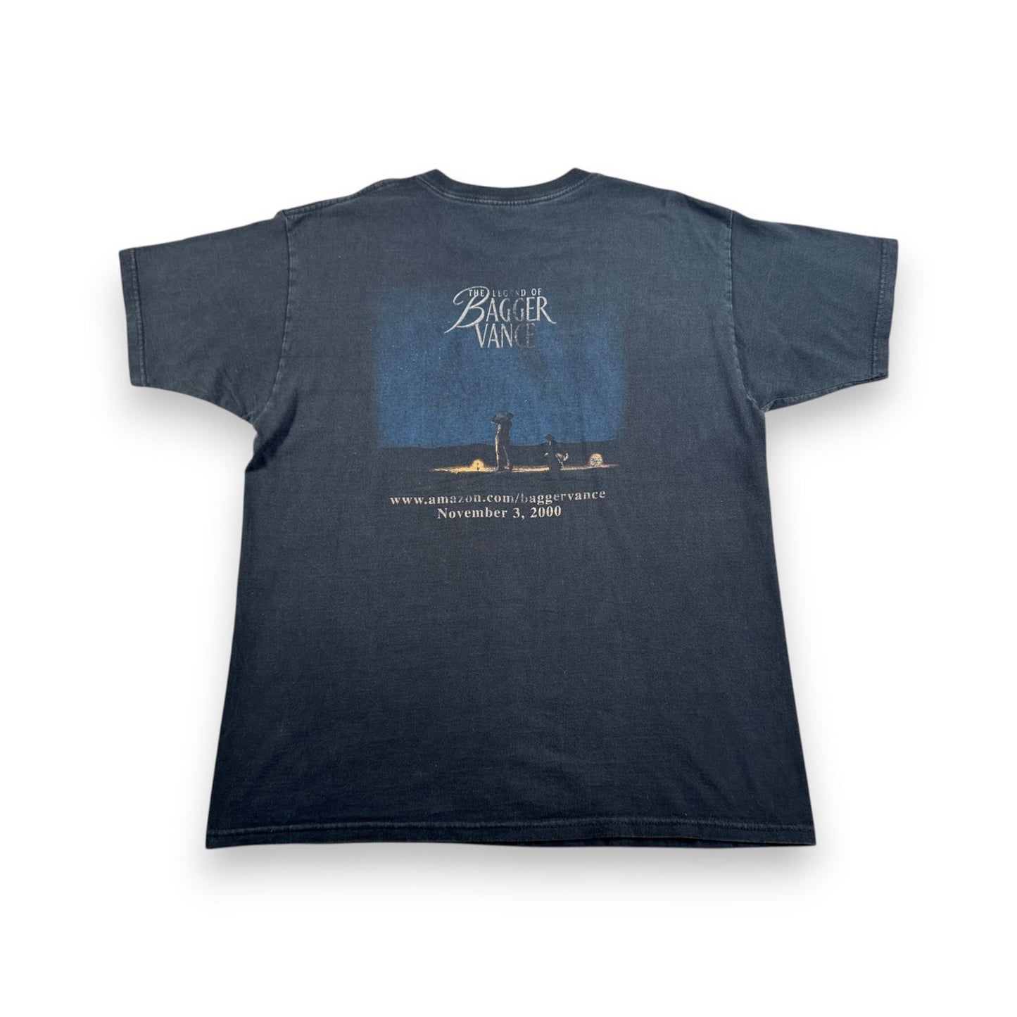 雰囲気抜群 00s バガーヴァンスの伝説 THE LEGEND OF BAGGER VANCE 映画 Tシャツ 両面プリント 黒 XL m-u-2505-034