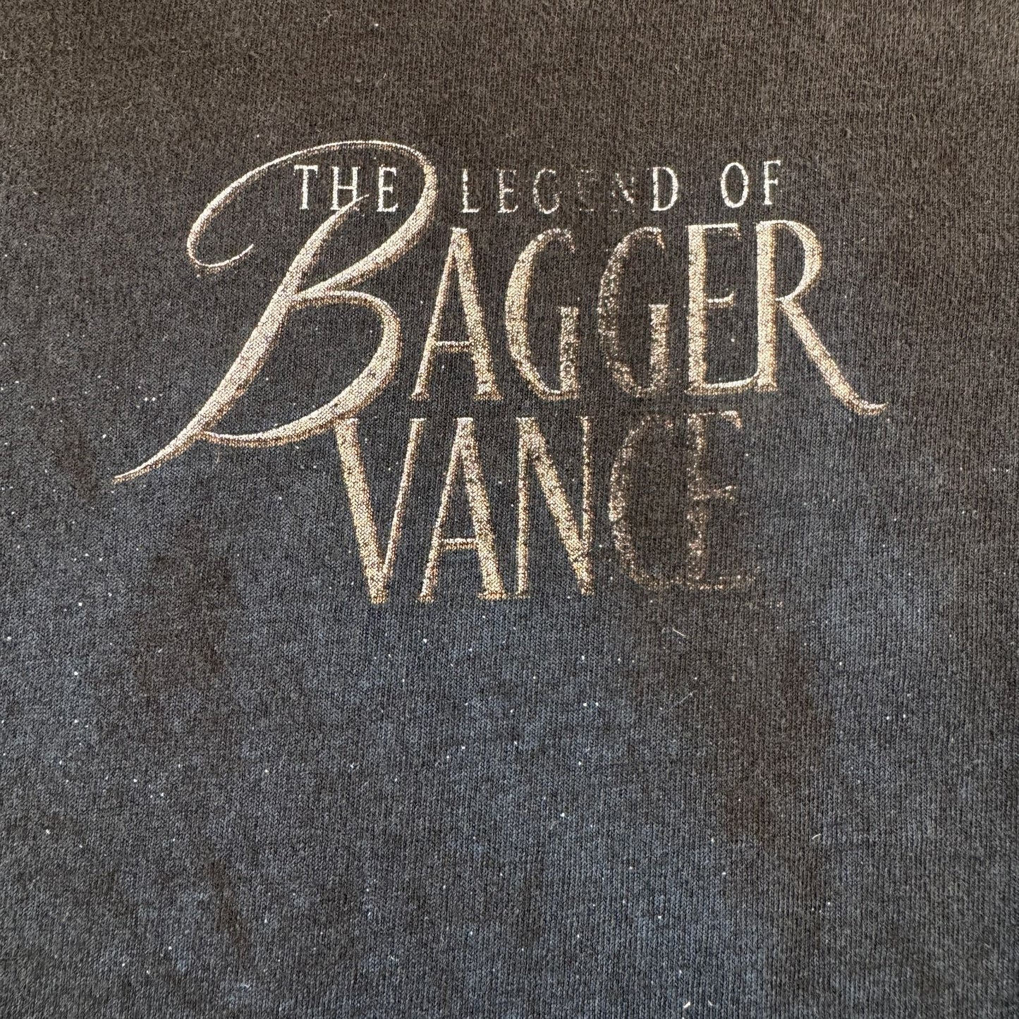 雰囲気抜群 00s バガーヴァンスの伝説 THE LEGEND OF BAGGER VANCE 映画 Tシャツ 両面プリント 黒 XL m-u-2505-034