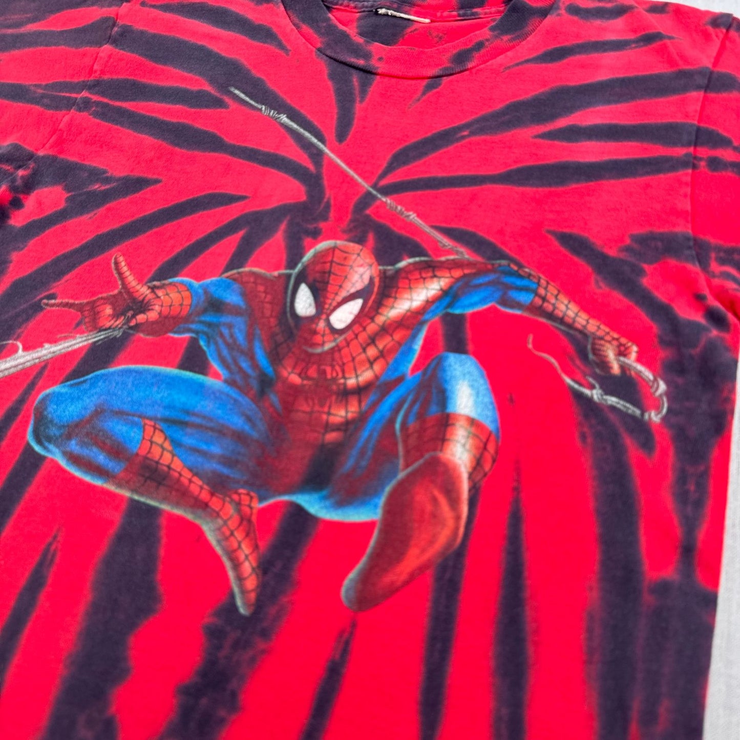 90s スパイダーマン Tシャツ タイダイ 映画T 赤 ユニバ シングルステッチ spiderman 2000 m-u-2505-036