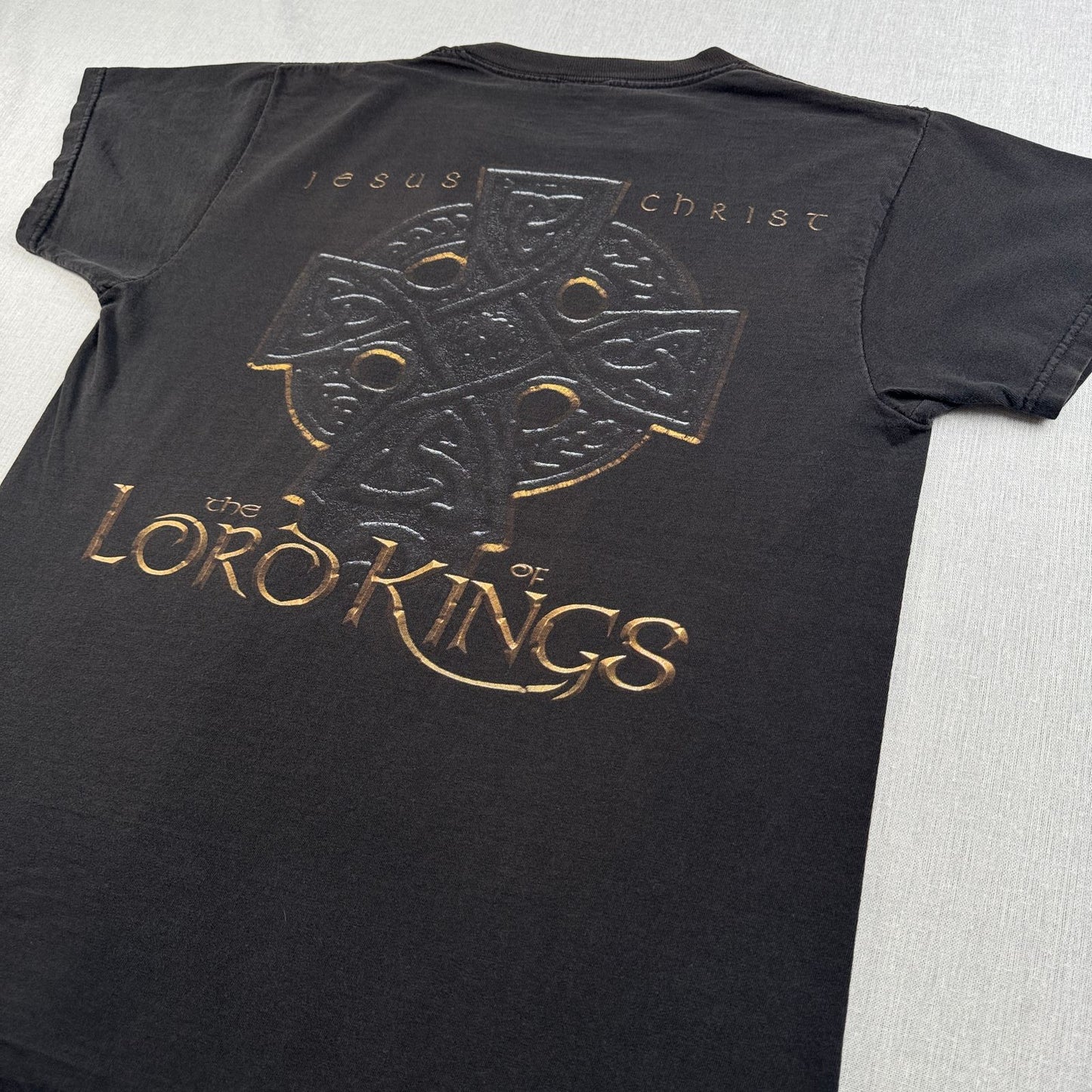 ロードオブザリング パロディ ジーザス Tシャツ LOAD OF THE KINGS 映画T 黒 フェード デルタ M m-u-2505-038