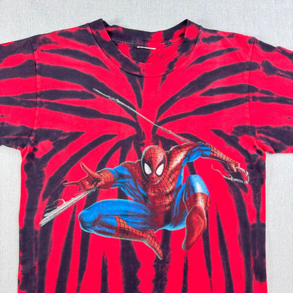 90s スパイダーマン Tシャツ タイダイ 映画T 赤 ユニバ シングルステッチ spiderman 2000 m-u-2505-036