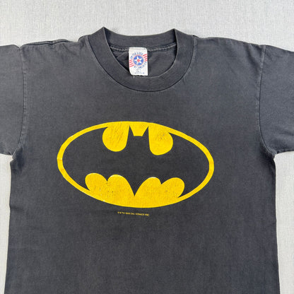 80s BATMAN バットマン USA製 Tシャツ 黒 フェード 映画T アメコミ シングルステッチ m-u-2505-039