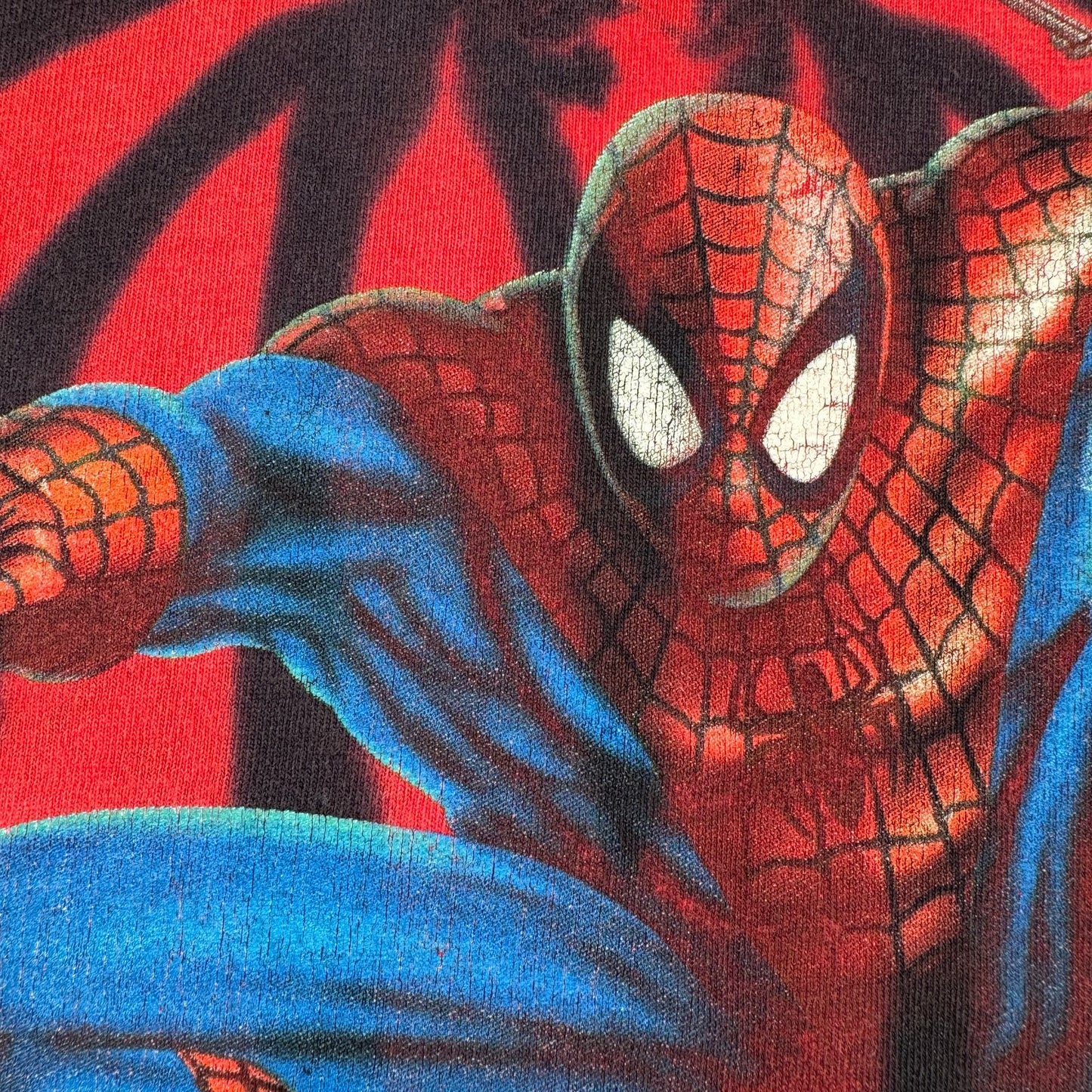 90s スパイダーマン Tシャツ タイダイ 映画T 赤 ユニバ シングルステッチ spiderman 2000 m-u-2505-036