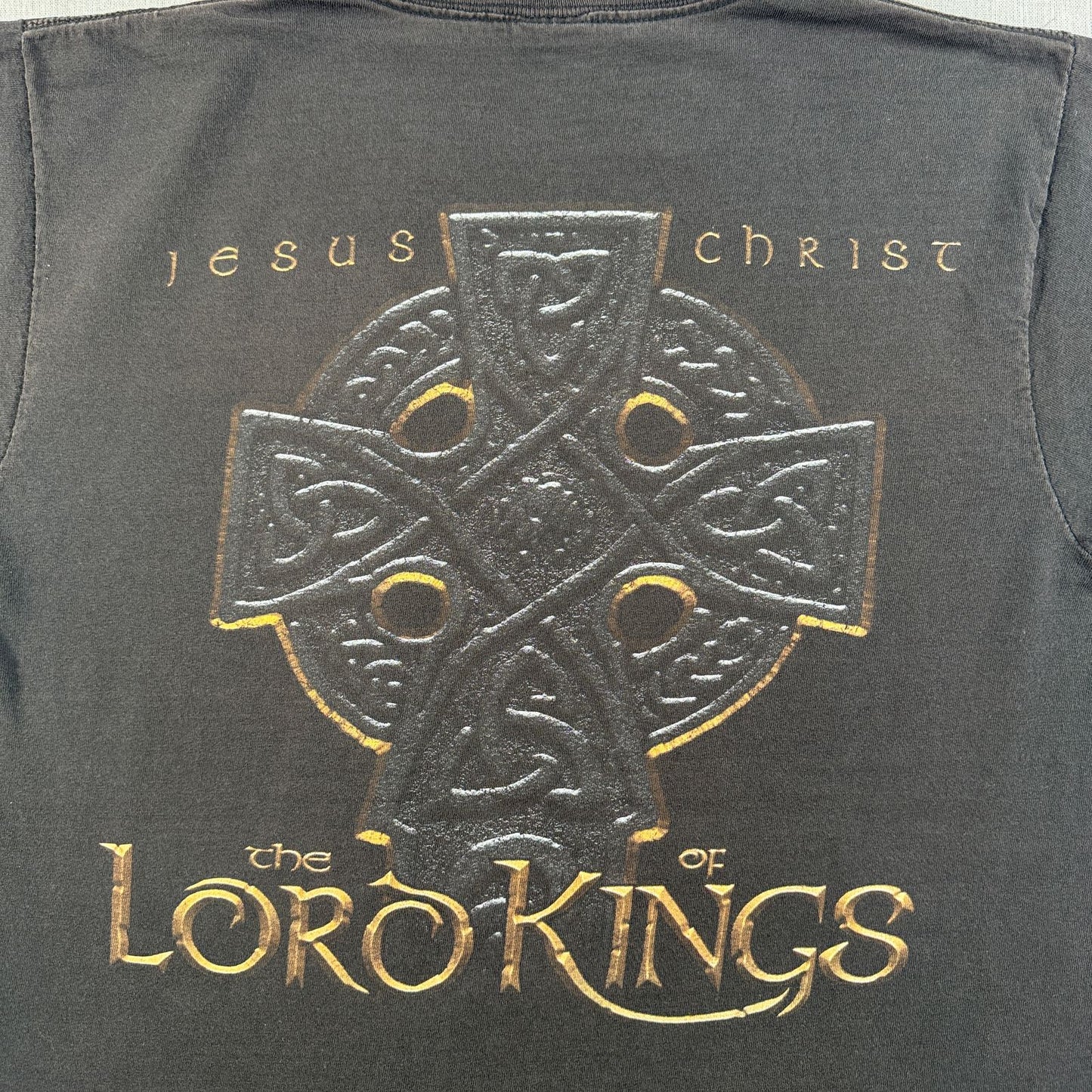 ロードオブザリング パロディ ジーザス Tシャツ LOAD OF THE KINGS 映画T 黒 フェード デルタ M m-u-2505-038
