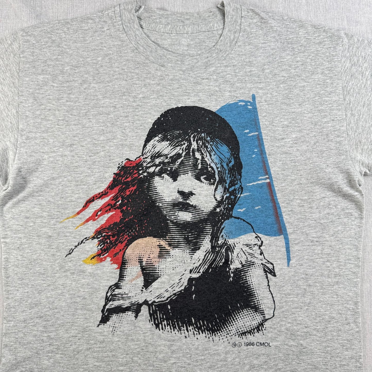 80s レ・ミゼラブル コゼット Tシャツ 両面 Les Misérables グレー シングルステッチ m-u-2505-040