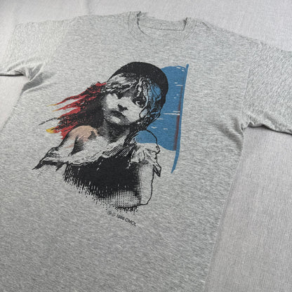 80s レ・ミゼラブル コゼット Tシャツ 両面 Les Misérables グレー シングルステッチ m-u-2505-040