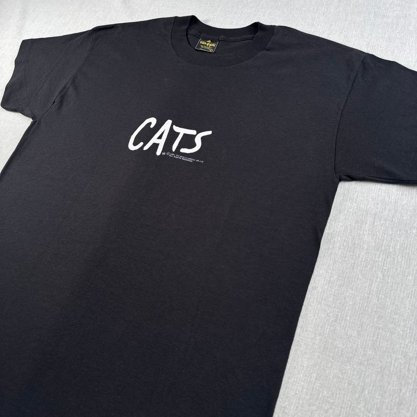 美品 80s 90s cats Tシャツ USA製 黒 フェード 両面 劇団四季 L キャッツ m-u-2505-047