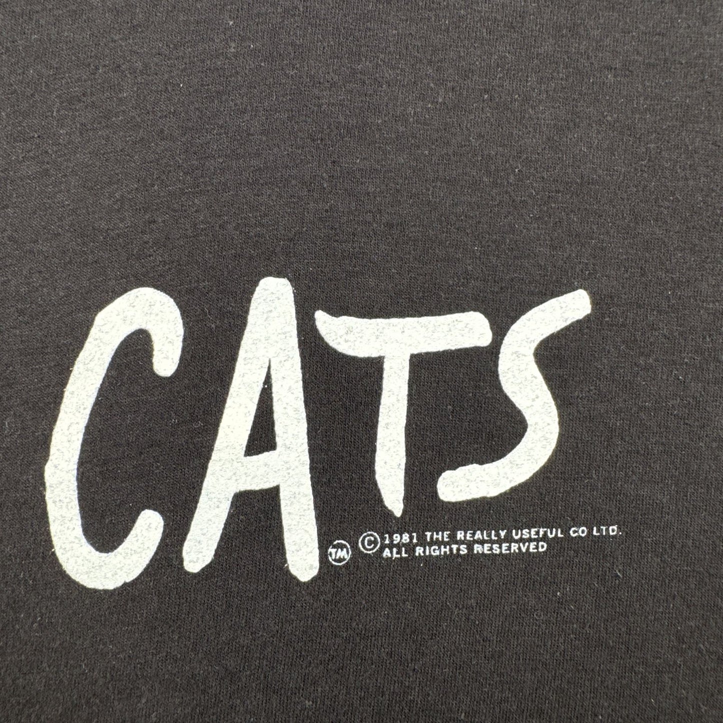 美品 80s 90s cats Tシャツ USA製 黒 フェード 両面 劇団四季 L キャッツ m-u-2505-047