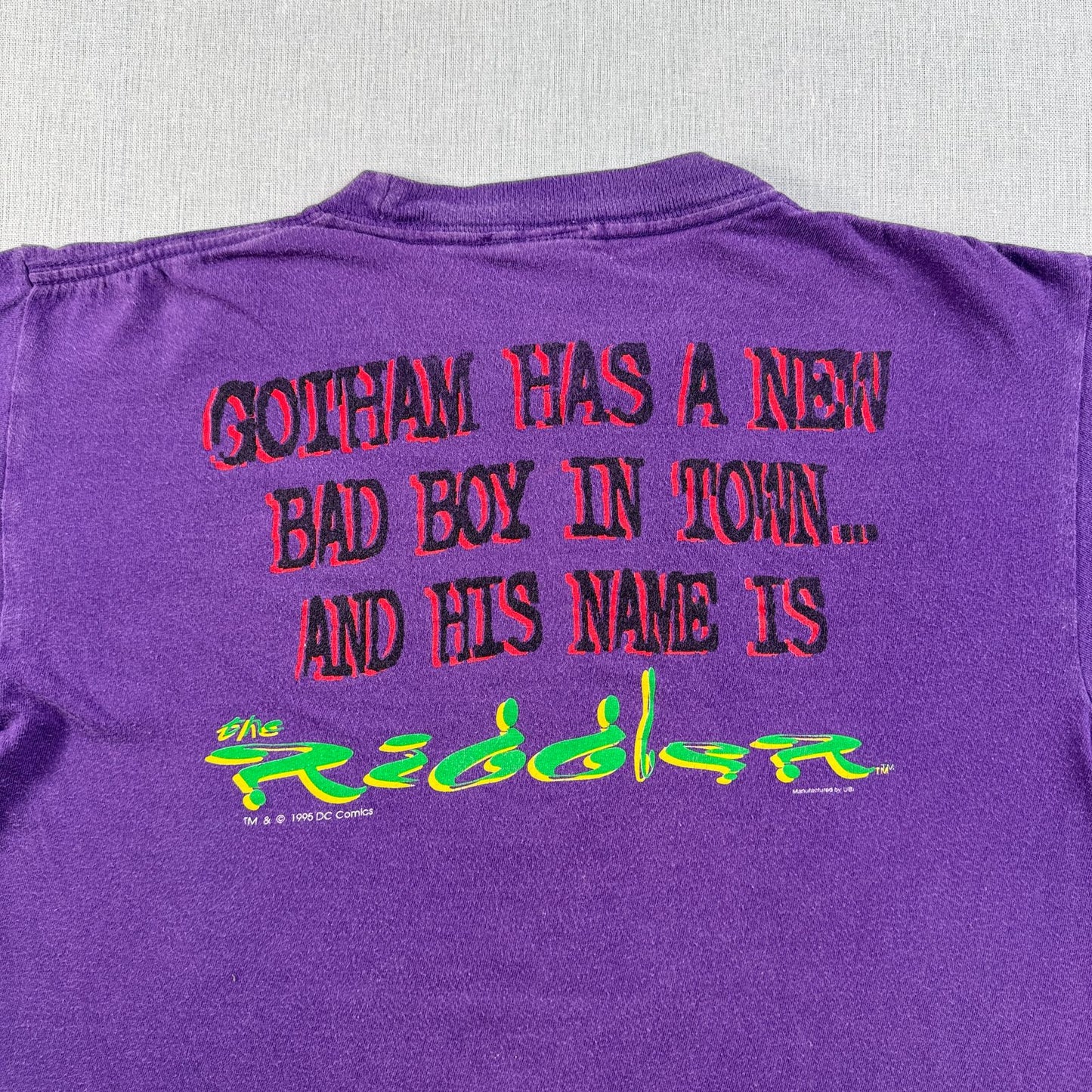 90s バッドマン batman forever 1995 リドラー DCコミックス キャラクター 紫 Tシャツ m-u-2505-048