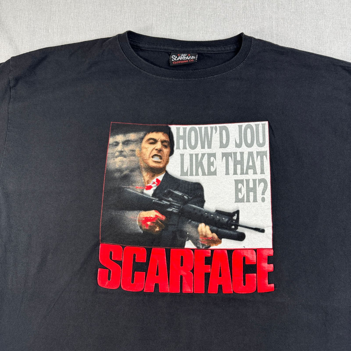 00s スカーフェイス SCAREFACE USA製 Tシャツ 映画T 黒 HOW'D JOU LIKE THAT EH? 3XL m-u-2505-052