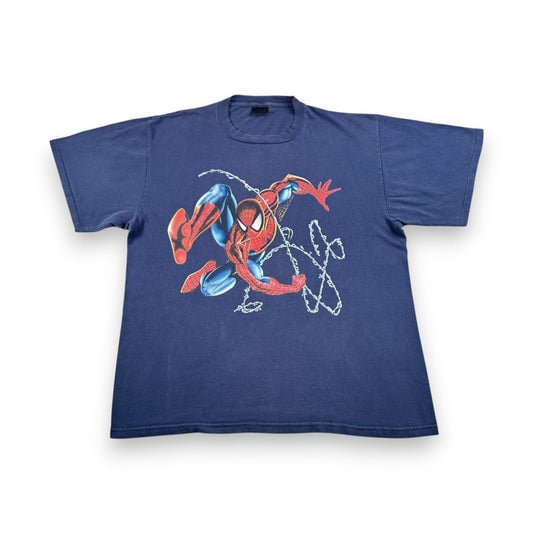 90s スパイダーマン Tシャツ USA製 changes XL 紺 ネイビー 映画T アメコミ spiderman シングルステッチ m-u-2505-055