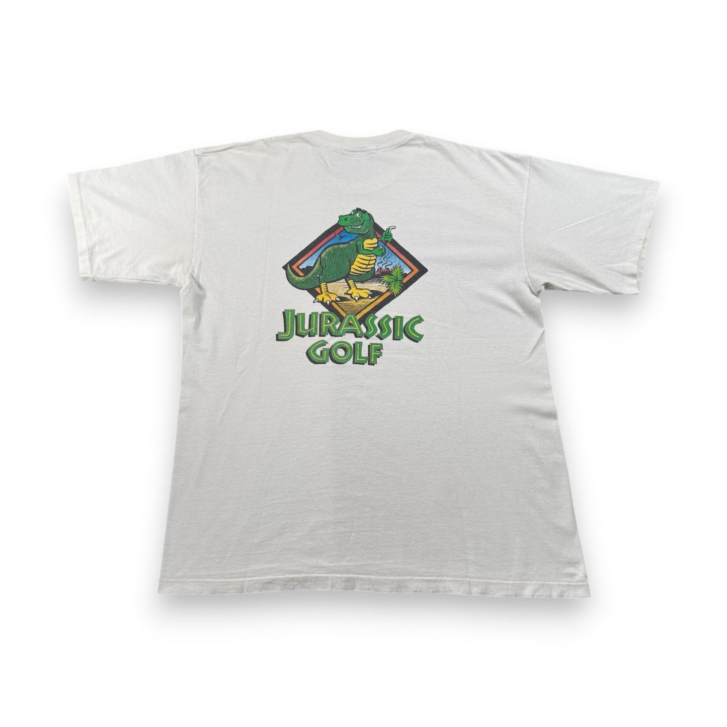 90s JURASSIC PARK ジュラシックゴルフ ジュラシックパーク 白 USA製 Tシャツ XL m-x-2505-009