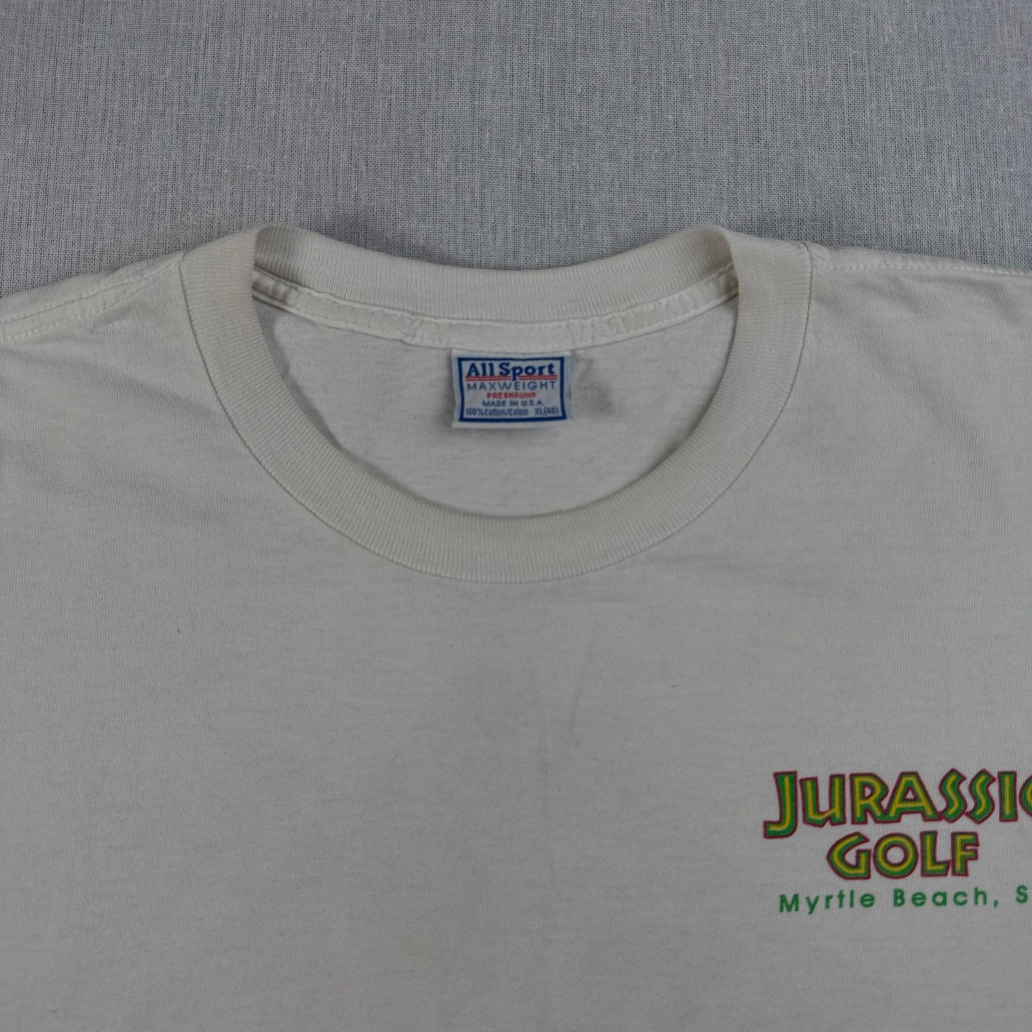 90s JURASSIC PARK ジュラシックゴルフ ジュラシックパーク 白 USA製 Tシャツ XL m-x-2505-009
