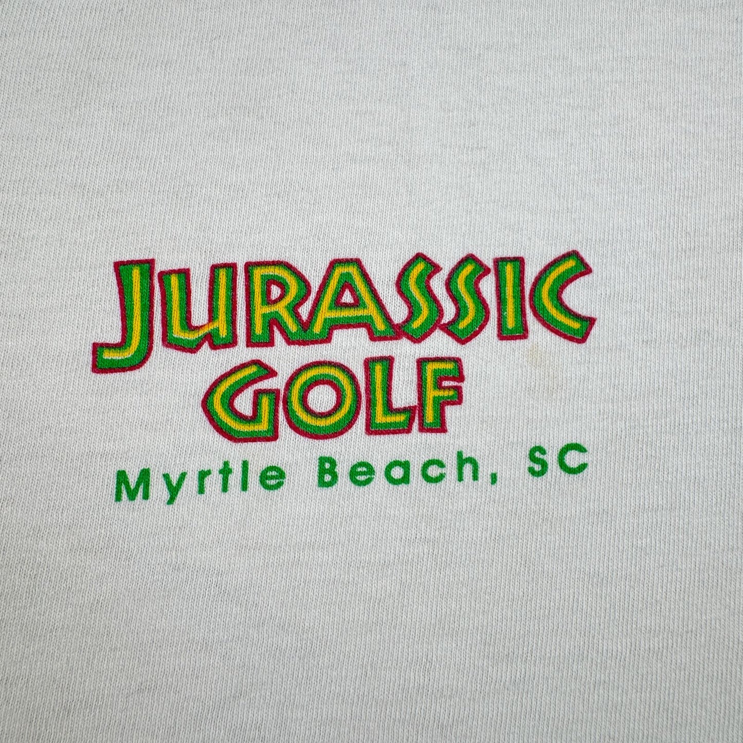 90s JURASSIC PARK ジュラシックゴルフ ジュラシックパーク 白 USA製 Tシャツ XL m-x-2505-009