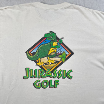90s JURASSIC PARK ジュラシックゴルフ ジュラシックパーク 白 USA製 Tシャツ XL m-x-2505-009