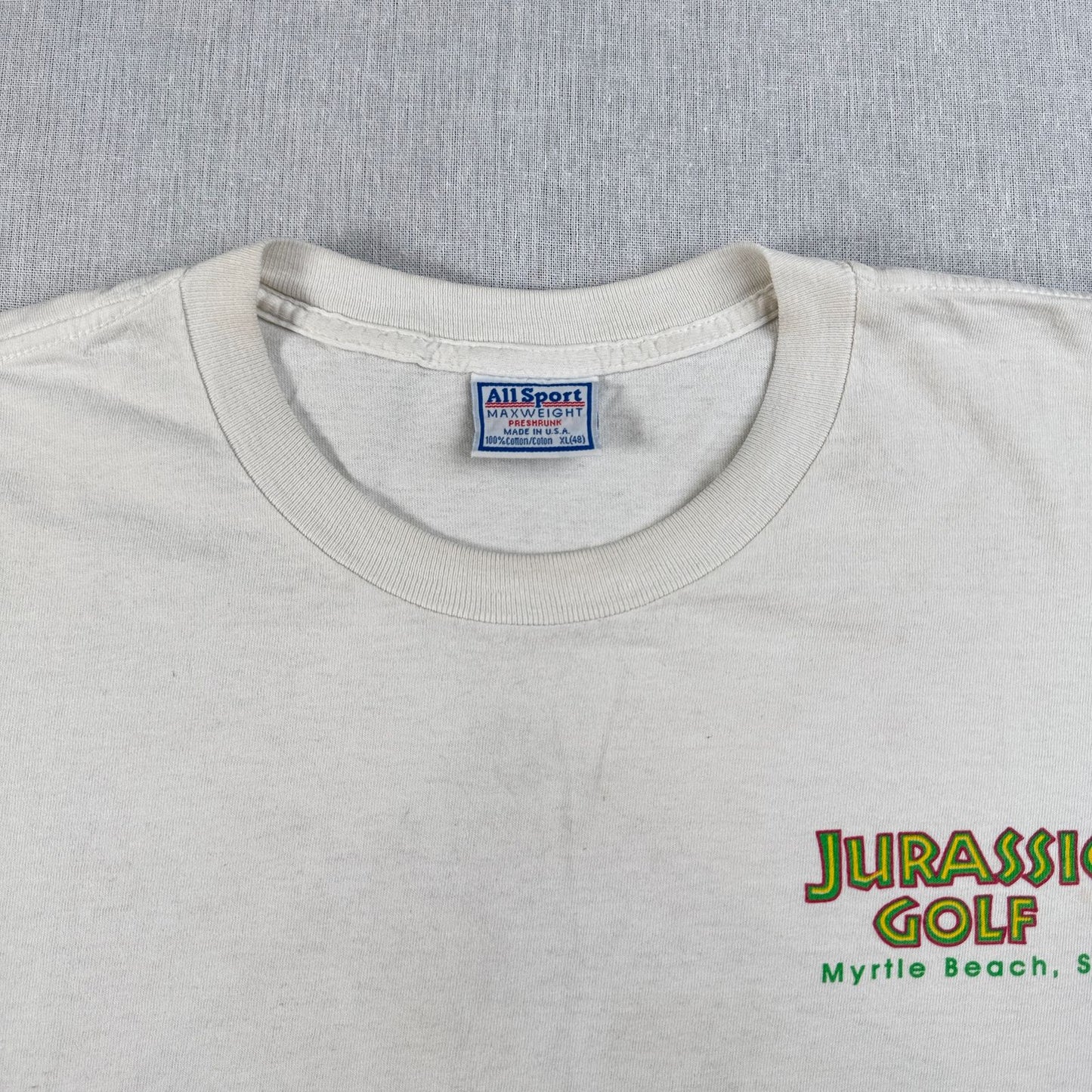 90s JURASSIC PARK ジュラシックゴルフ ジュラシックパーク 白 USA製 Tシャツ XL m-x-2505-009