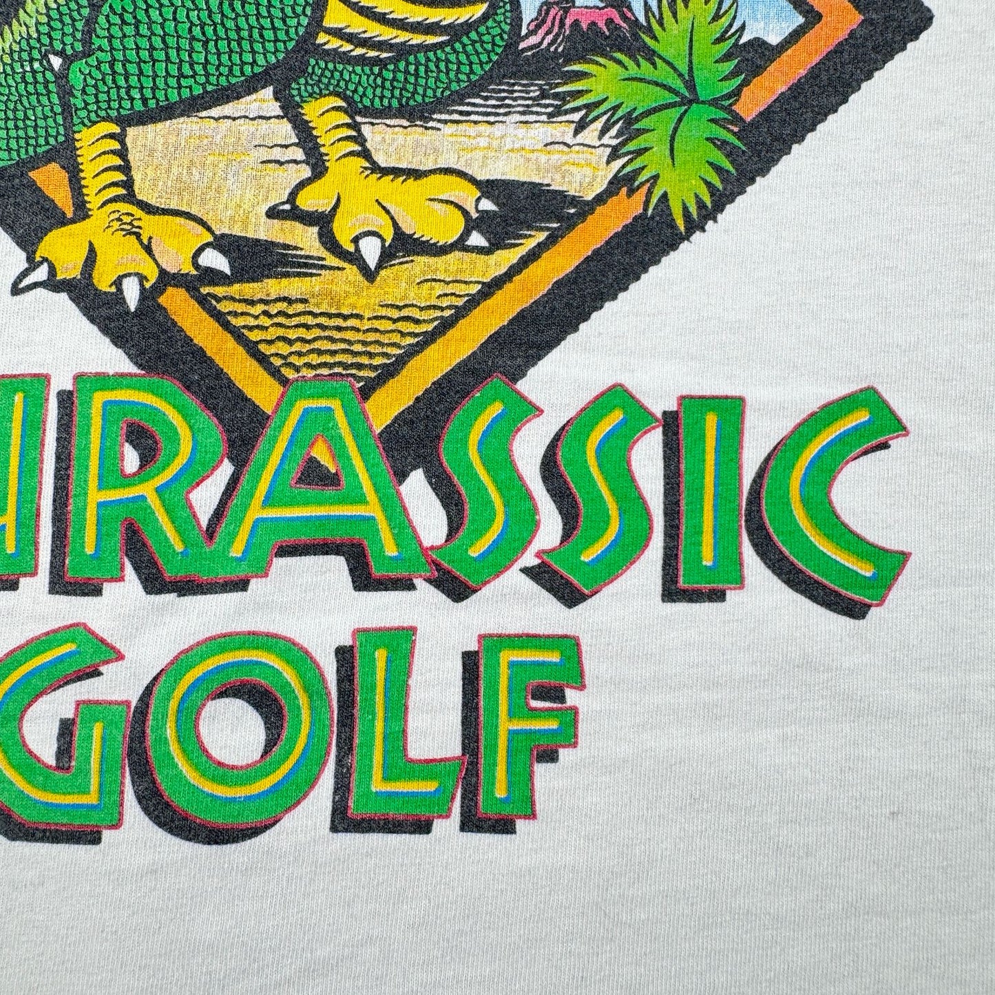 90s JURASSIC PARK ジュラシックゴルフ ジュラシックパーク 白 USA製 Tシャツ XL m-x-2505-009